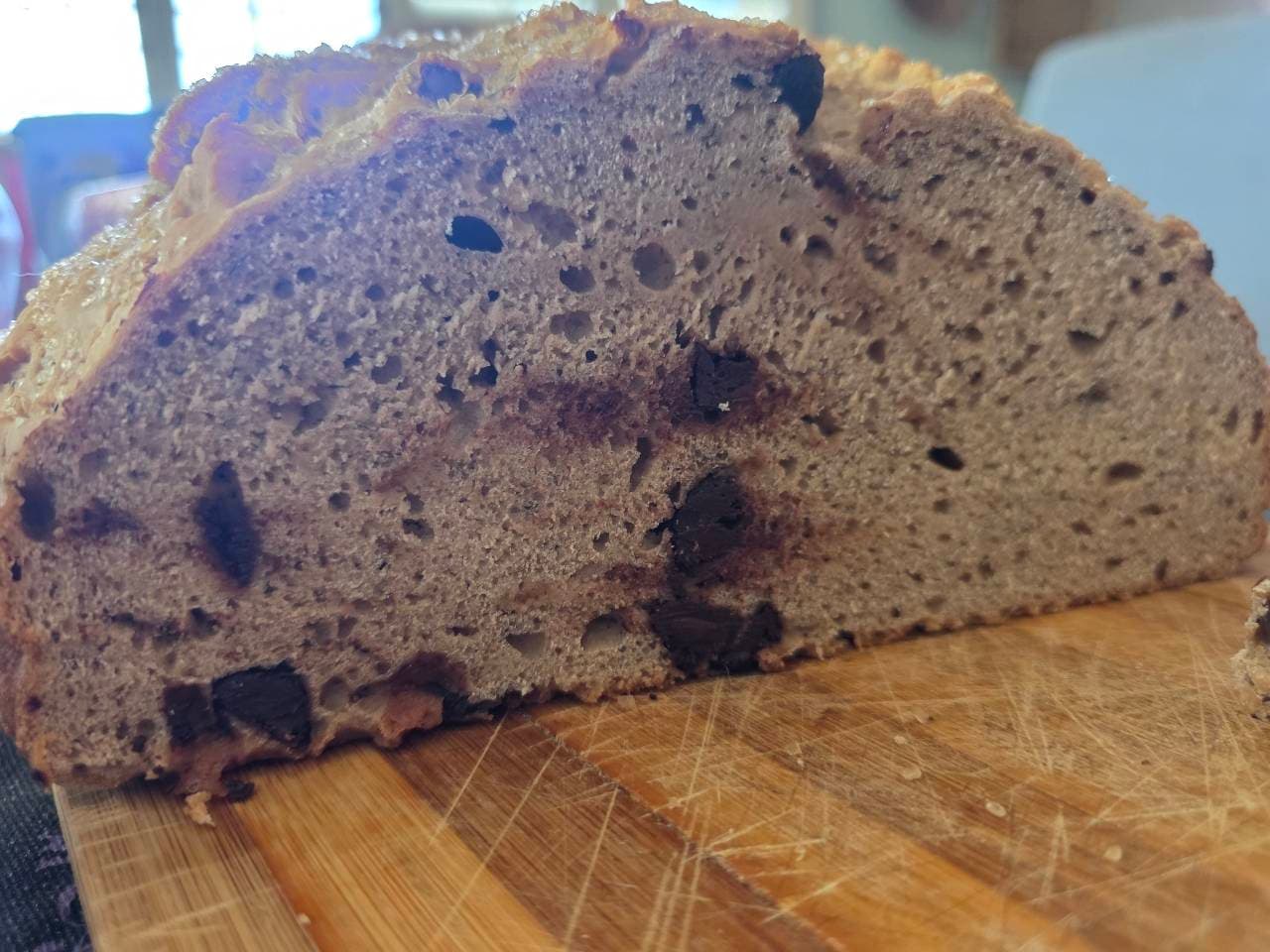 Sweet banana 🍌 chocolate chip sourdough discard irish soda bread. With sugar cr (4/4)