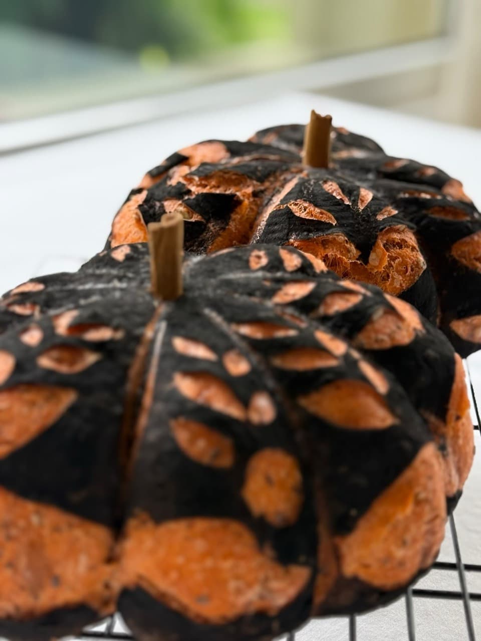 🍂🎃 Experimentando con el otoño…
Primera prueba de estos panes de masa madre c (1/4)