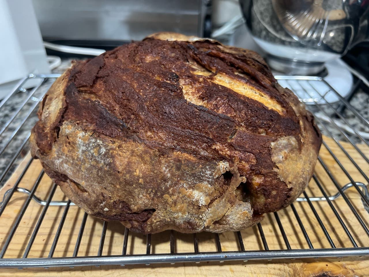 My first attempt for cinnamon swirl sourdough bread don’t know if it’s my dough (1/2)