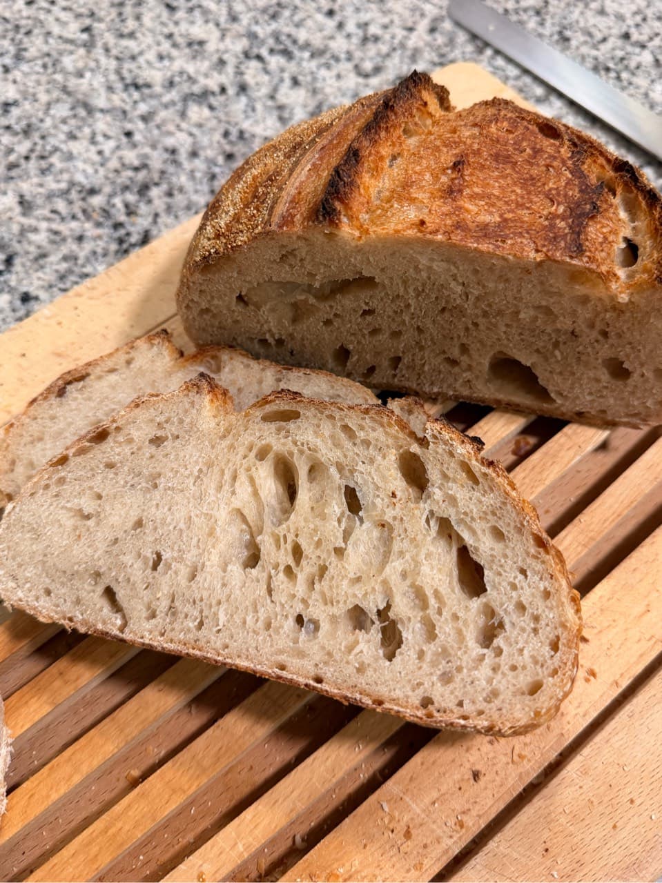 Crumb shot of my third sourdough loaf! 🍞
After around 24 hours of cold fermenta