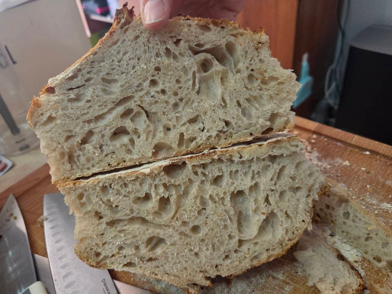 Sourdough bread. I forgot about the dough yesterday and instead of adding salt a (1/2)