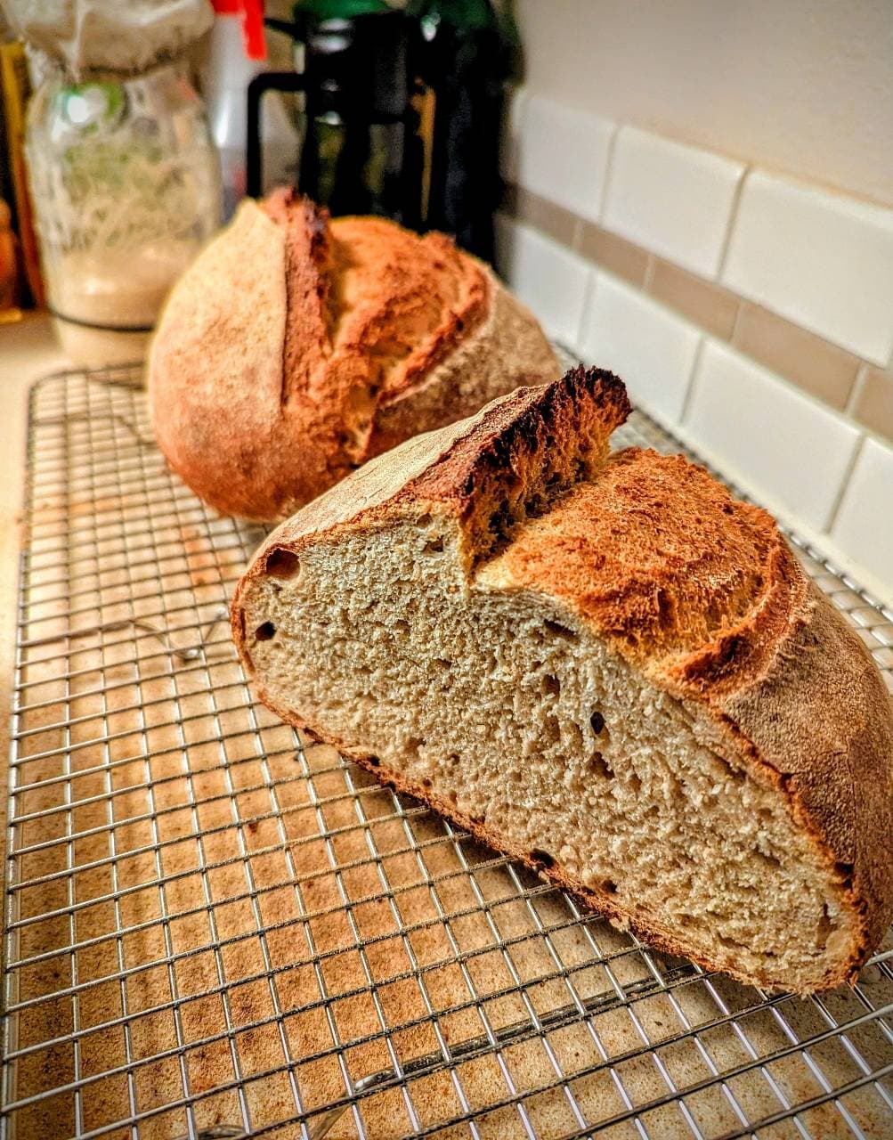 First batch of bread from my own cultivated grape yeast 🍇🍞😋 Makes for a perfe (1/2)